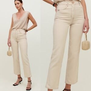 Reformation Jeans Cowboy High Rise Straight Jeans Cream Womens Size 29‎ Denim